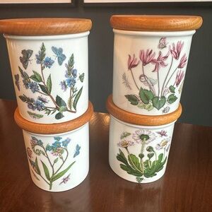 Portmeirion Botanic Garden Canisters - set of 4 - with wooden air tight lids